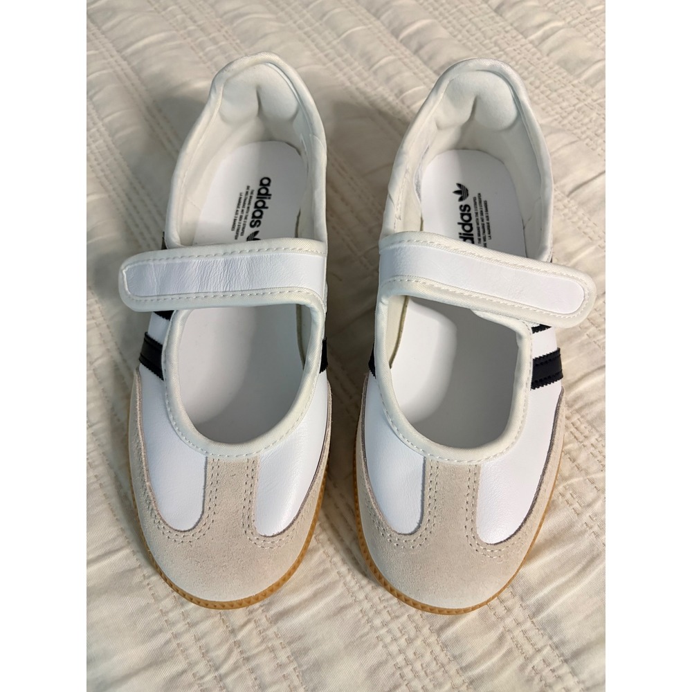 Adidas Samba Mary Jane White Black Gum Sole Leather Flats ID0503 Womens 6